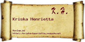 Kriska Henrietta névjegykártya